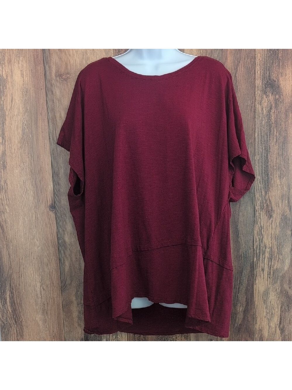 CJ Banks Rich Burgundy Tunic Tee Top 3X              C145